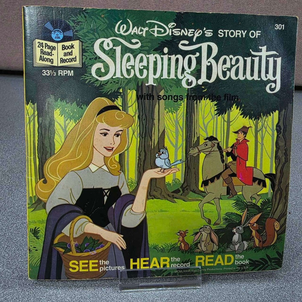 Disney Sleeping Beauty Read-Along Book and Record 301 7in Untested 1977 Vinyl